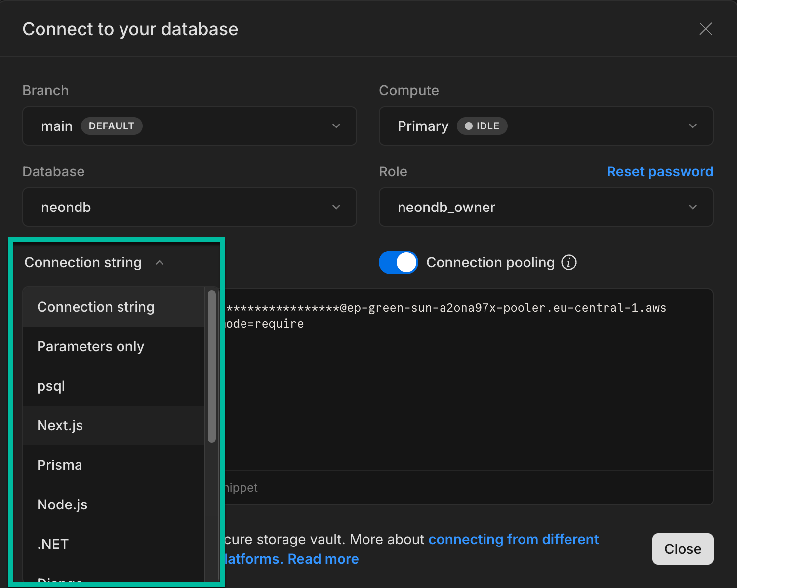 Language and framework connection examples